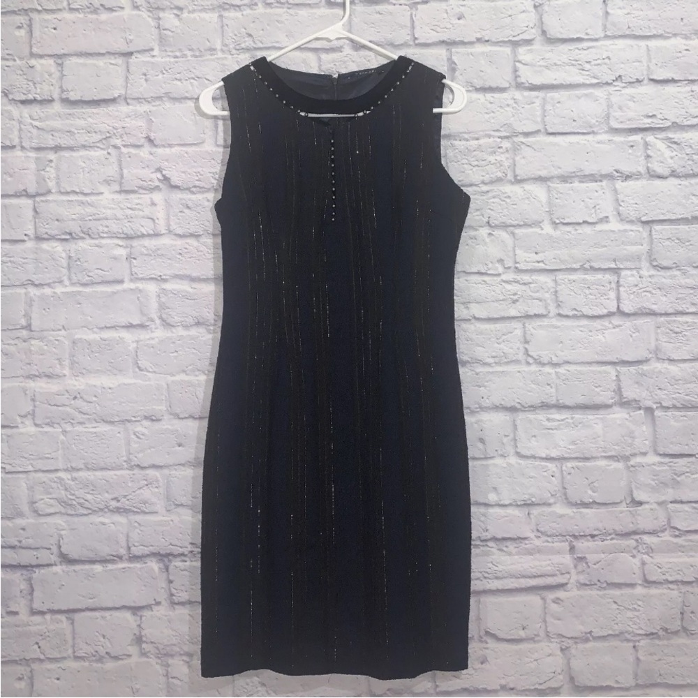 T Tahari Womens Metallic Striped Sheath Work Dress Size 4